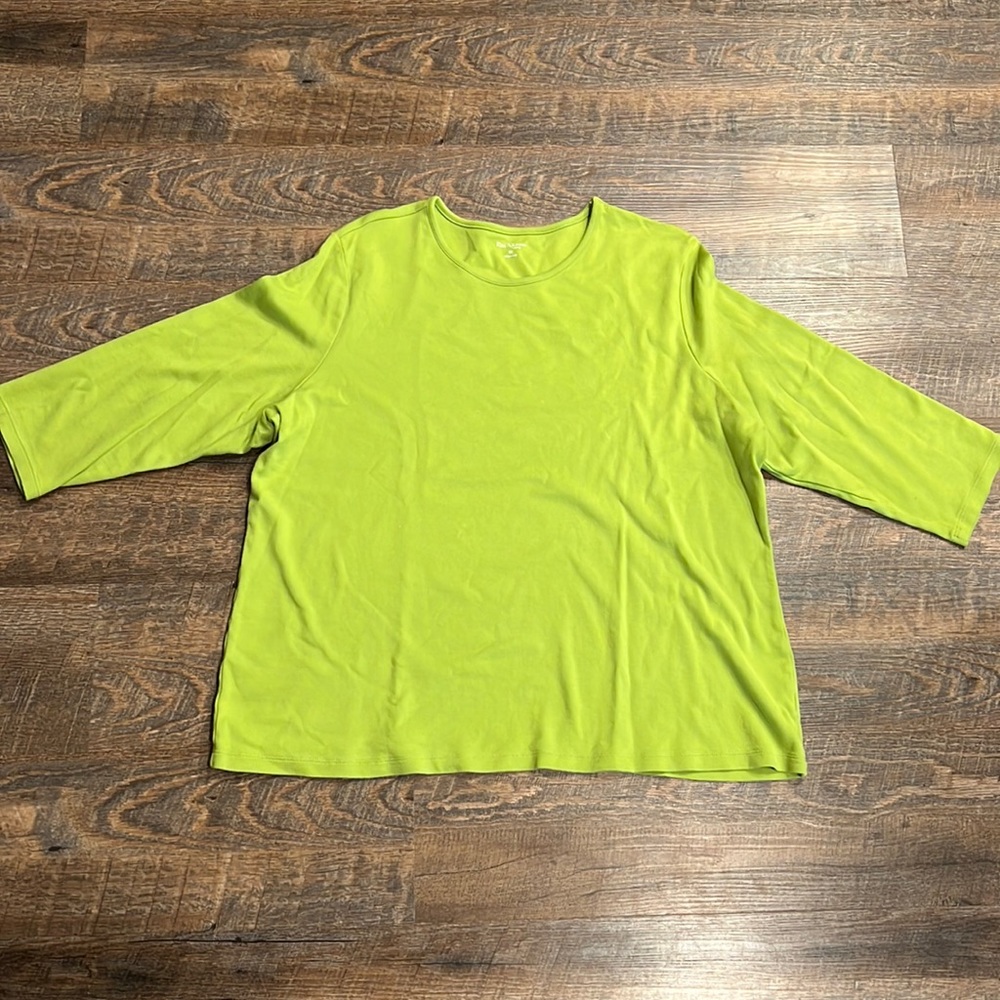 Kim Rogers Curvy XXL 3/4 Length Sleeve Lime Top